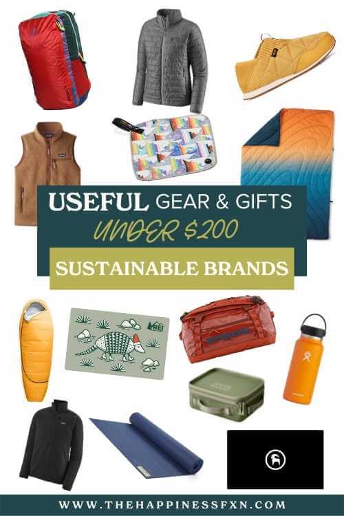 images of sustainable outdoor gift ideas, camping gear and hiking gear essentials