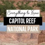 top photo: views of geology visiting Capitol Reef National Park, bottom photo: Scenic Route 12 through Capitol Reef