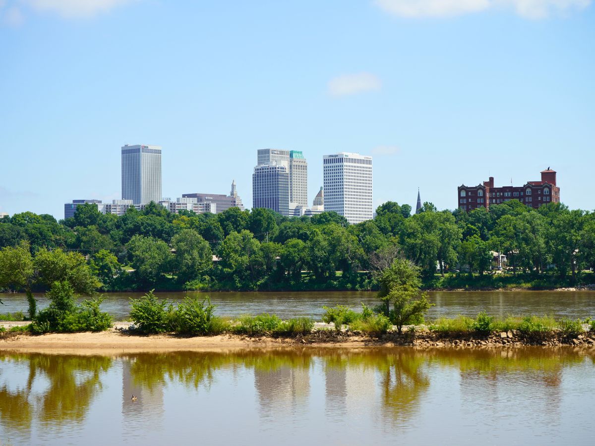 View of Tulsa skyline from the Arkansas River.