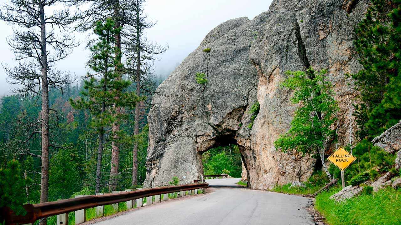 Road through Black Hills in South Dakota USA, Iron Mountain Road