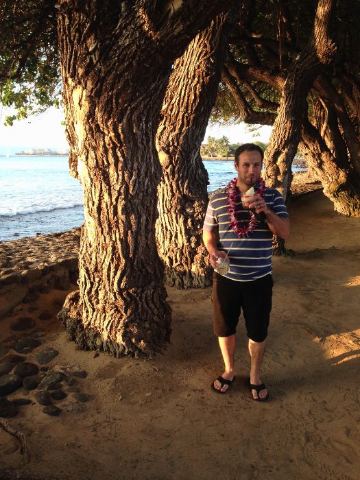 Enjoying a Mai Tai along the beach
