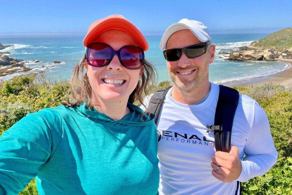highway-1-road-trip-california Ashlee and Pablo hiking at Montana de Oro State Park in Baywood-Los Osos, California.