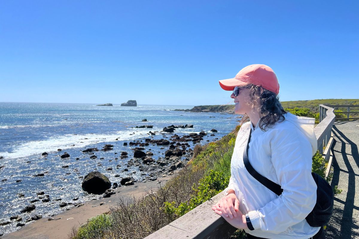 Ashlee overlooking the Elephant Seal Rookery.
