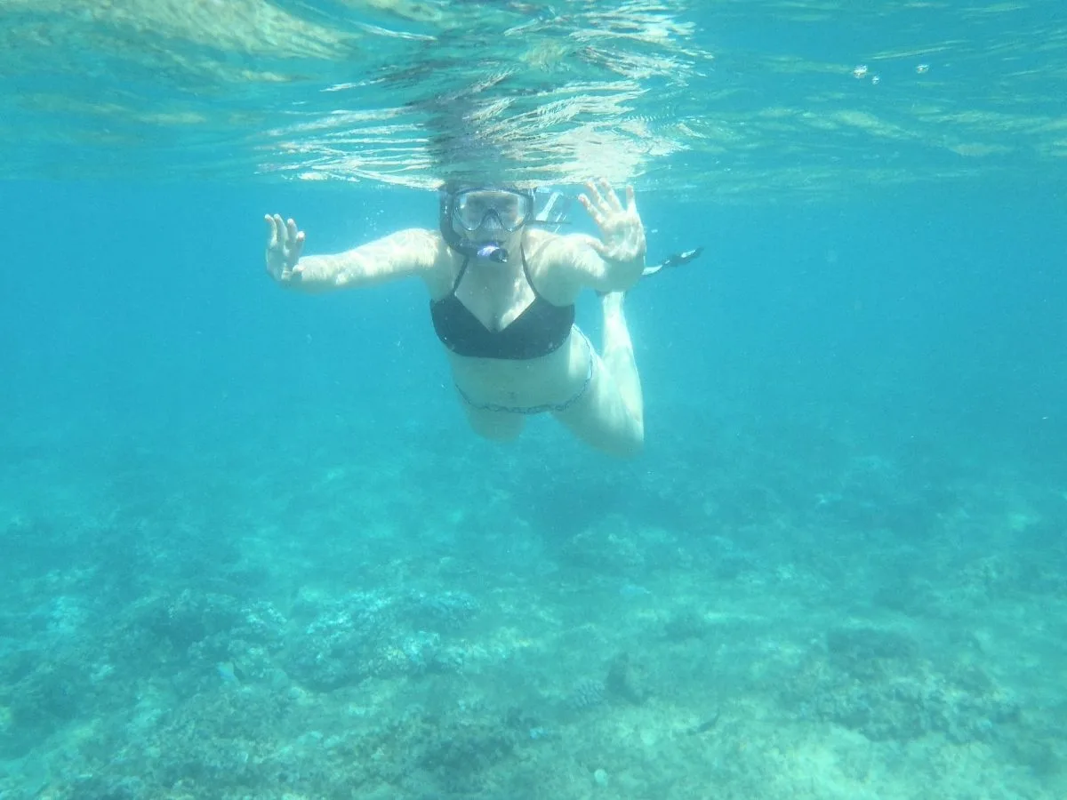 Ashlee snorkeling La Perouse Bay, Maui.