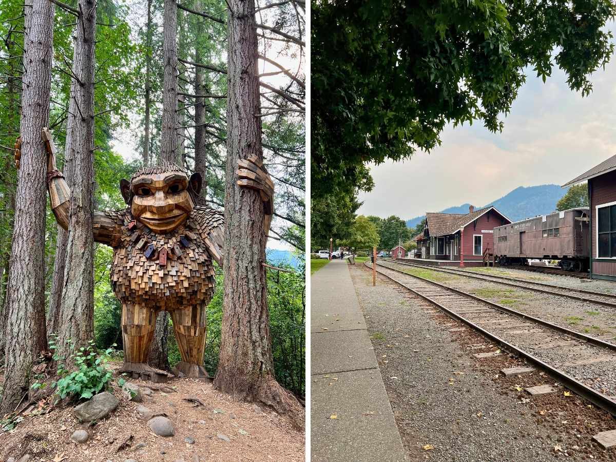 LP: Troll art in Issaquah, WA RP: Cute small town of Issaquah.