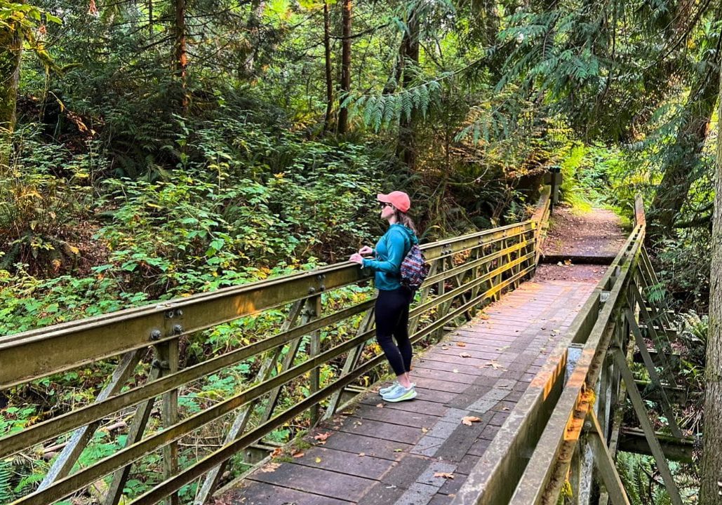 Ashlee hiking in Issaquah, Washington, on the Bear Ridge Trail